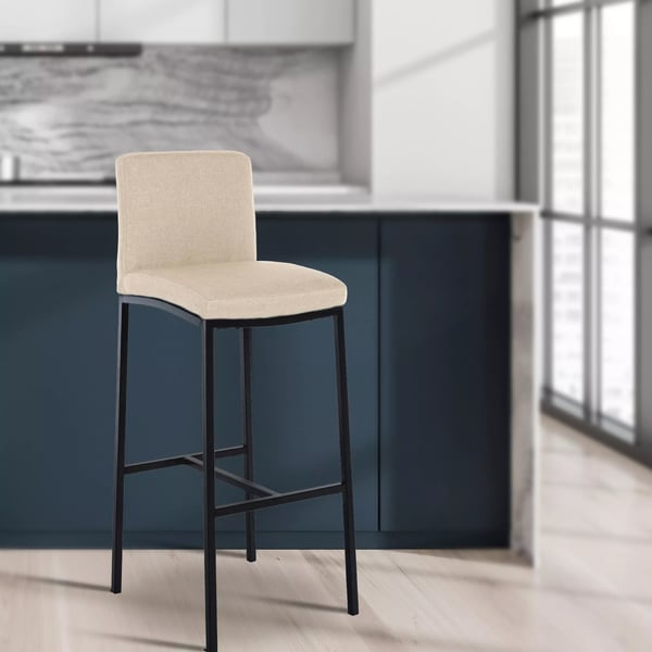 Freeport Cremefarvet Stof Barstol med Mat Sort Metalramme - Elegant, Komfortabel Køkken- og Hjemmebar Møbel