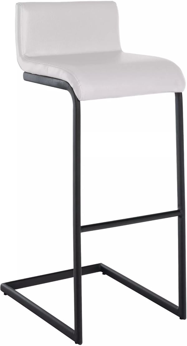 Newport Barstol i konstläder, vit med ram i rostfritt stål, ergonomisk design med fotstöd, 96 cm höjd