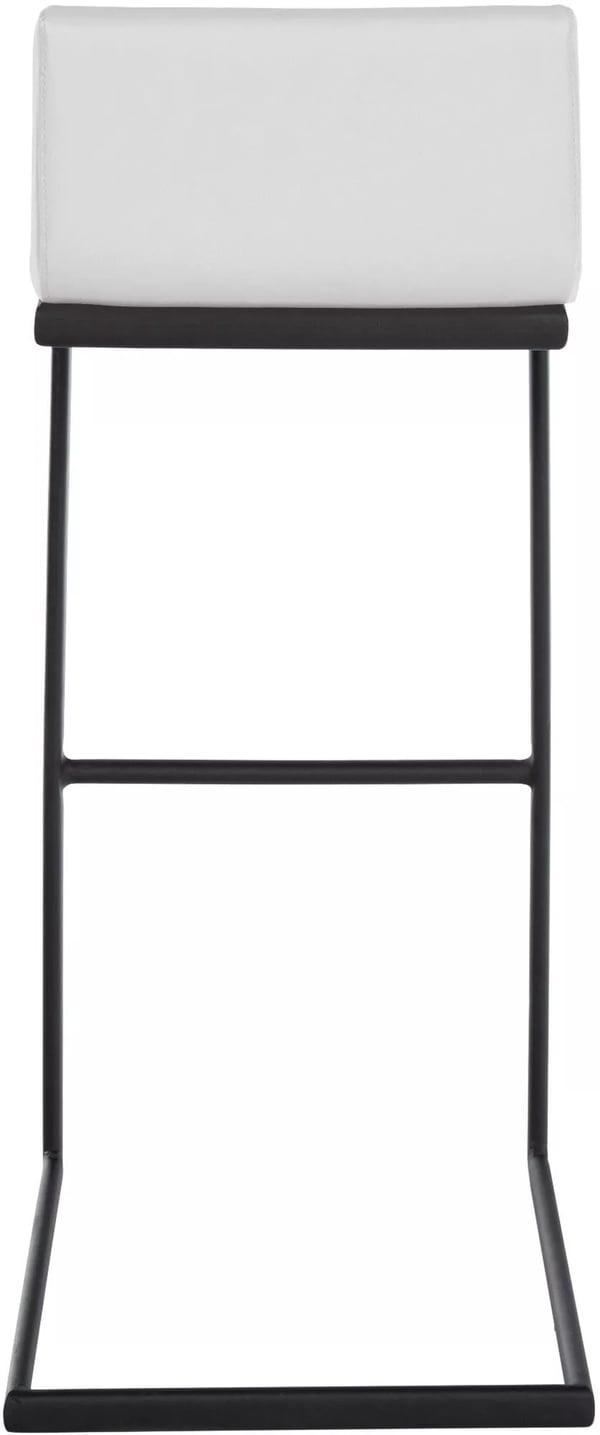 Newport Barstol i kunstlæder, hvid med stel i rustfrit stål, ergonomisk design med fodstøtte, 96 cm højde