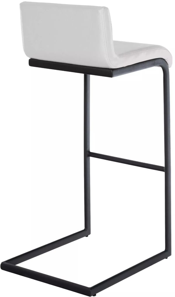 Newport Barstol i kunstlæder, hvid med stel i rustfrit stål, ergonomisk design med fodstøtte, 96 cm højde