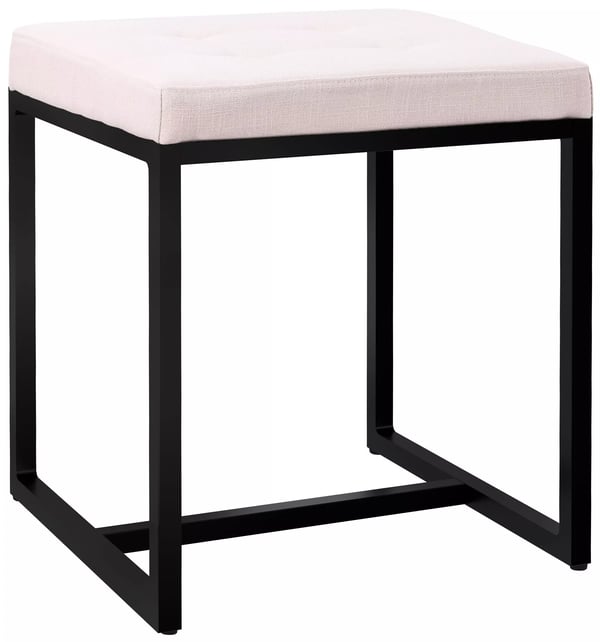 Barci cremefarvet stof-ottoman med matsort metalramme