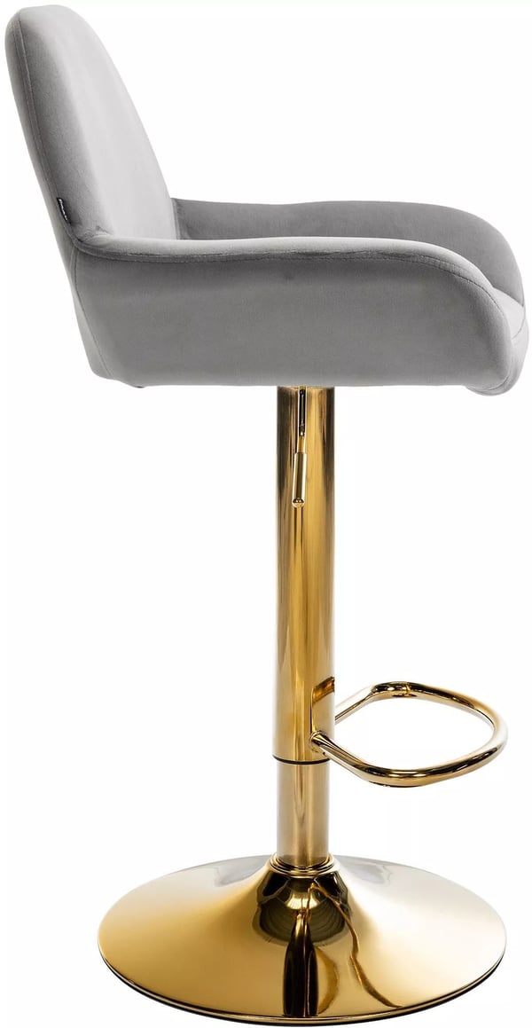 Set med 2 gråa barstolar i sammet med guldfärgad metallram - Braga Collection