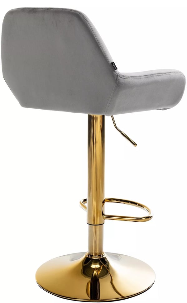 Set med 2 gråa barstolar i sammet med guldfärgad metallram - Braga Collection