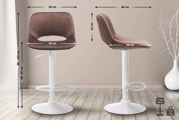 Sæt med 2 Camden fløjlsbarstole - Brun