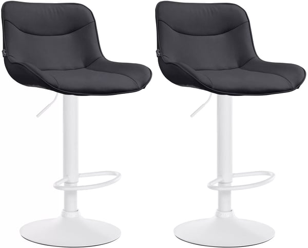 Set med 2 svarta barstolar i konstläder med metallram