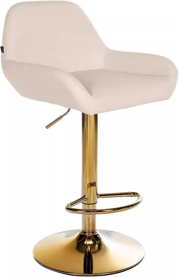 Braga Gold Faux Leather Justerbar Snurrbar Barstol - Kräm
