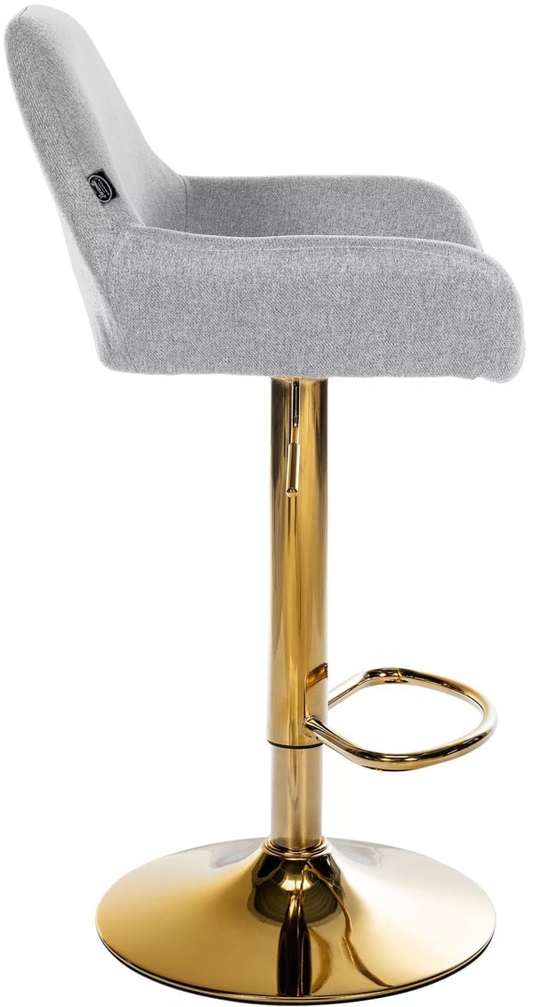 Grå barstol i tyg med metallram