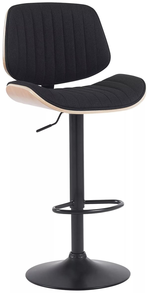 Clawson sort stof justerbar barstol med metalfod