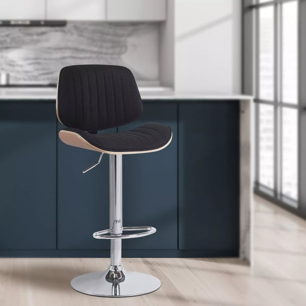 Clawson stof justerbar drejelig barstol med metalfod, Natura/Sort