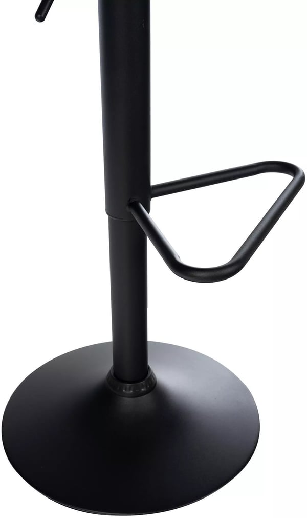 Kasson grå barstol i kunstlæder med matsort metalstel, justerbar højde 57-79 cm, drejbar fodstøtte