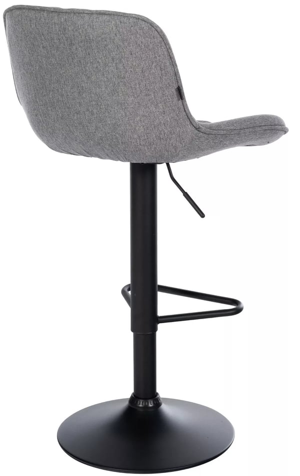 Kasson Mørkegrå Barstol i Stof med Mat Sort Metalstel, Højdejusterbar, Drejefunktion, 57-79 cm