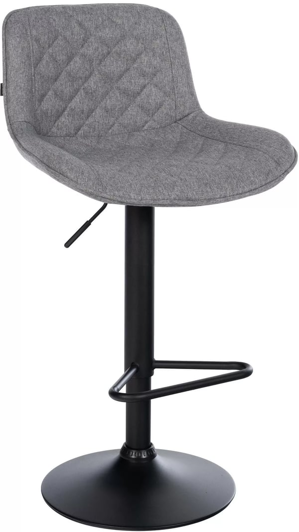 Kasson Mörkgrå Barstol i Tyg med Matt Svart Metallställning, Justerbar Höjd, Svängbar, 57-79 cm