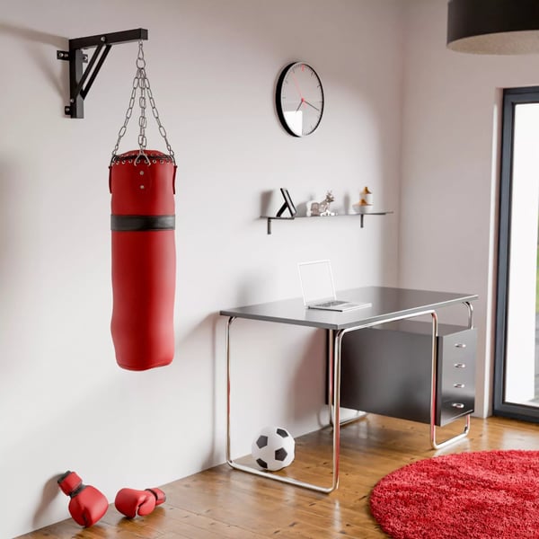 Kraftig metal vægmonteret boksesækholder til hjemmegym - Sort, understøtter 150 kg