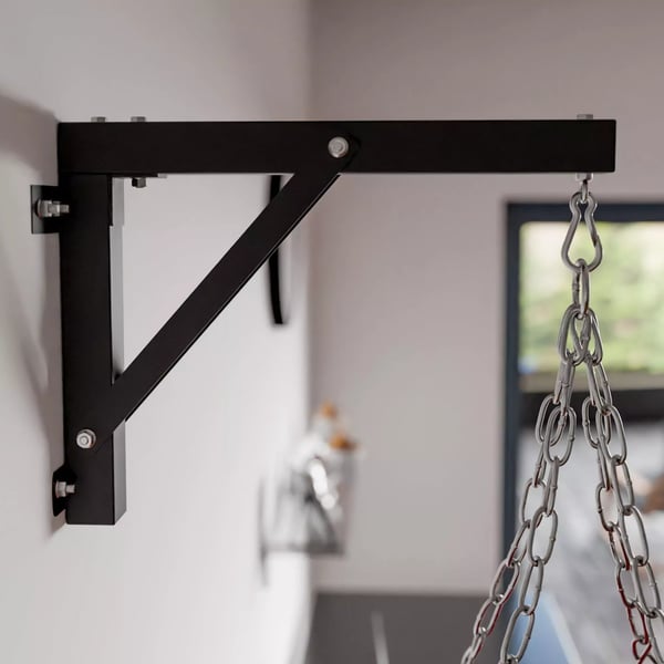 Kraftig metal vægmonteret boksesækholder til hjemmegym - Sort, understøtter 150 kg
