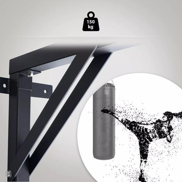 Kraftig metal vægmonteret boksesækholder til hjemmegym - Sort, understøtter 150 kg