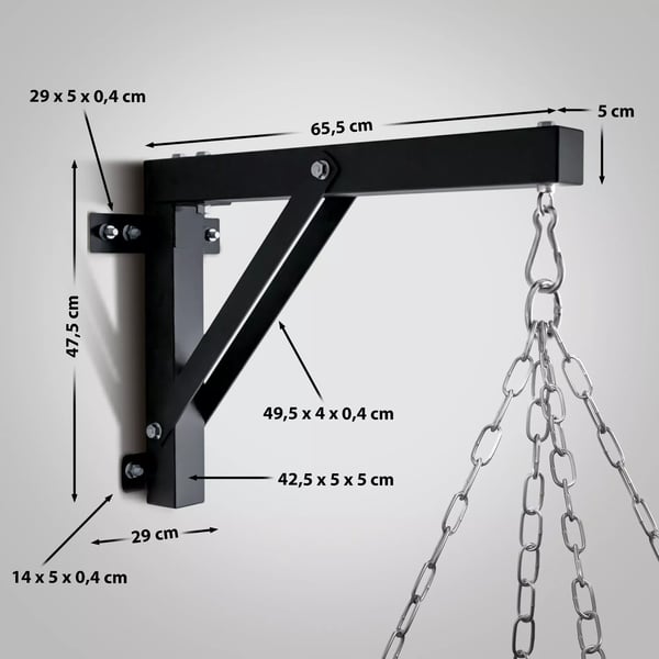 Kraftig metal vægmonteret boksesækholder til hjemmegym - Sort, understøtter 150 kg