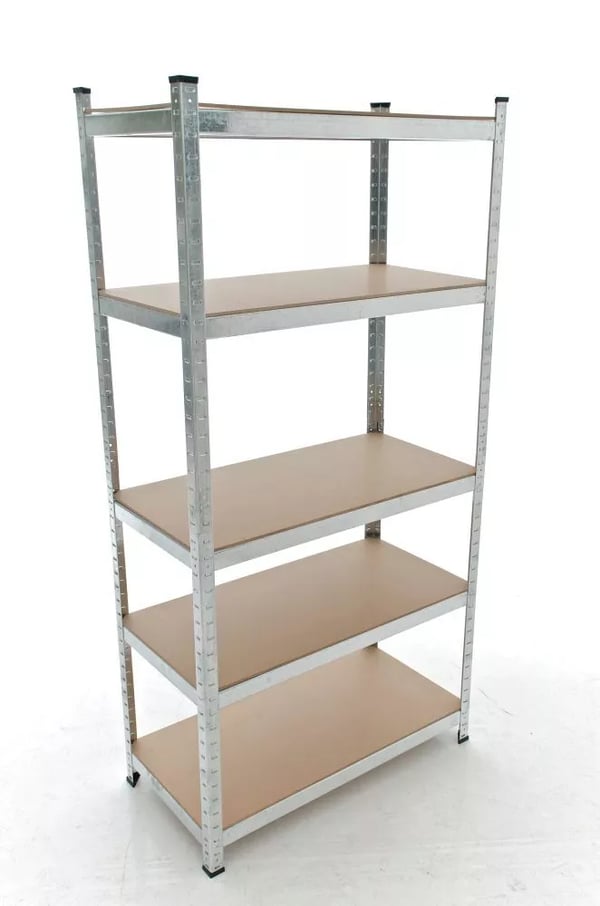 Kraftig metalreol - Sølv, 90x40x180 cm, 5 justerbare hylder, 175 kg bæreevne pr. hylde