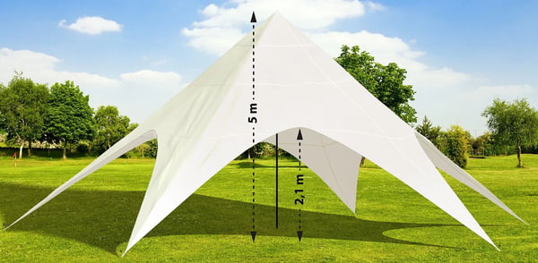 12m Diameter Stjernetelt - Creme, Vandtæt Oxford Polyester, Vejrbestandigt, Rivefast