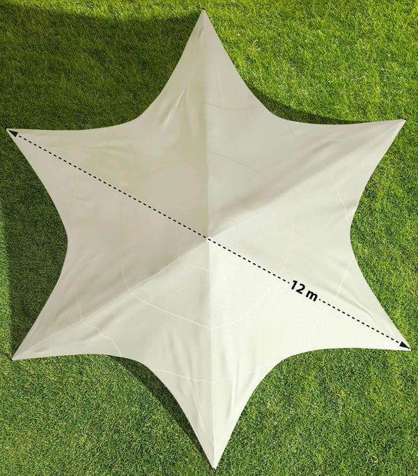 12m Diameter Stjernetelt - Creme, Vandtæt Oxford Polyester, Vejrbestandigt, Rivefast