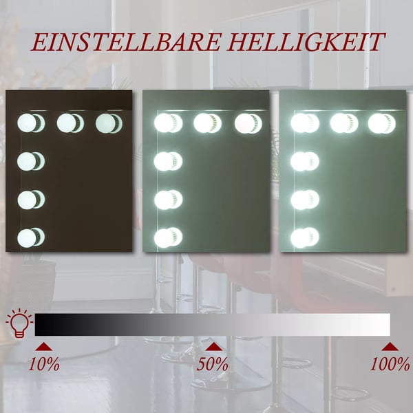 Palmdale Meikkipeili 14 LED-valolla, Himmennettävä, USB-lataus, Valkoinen Muovi
