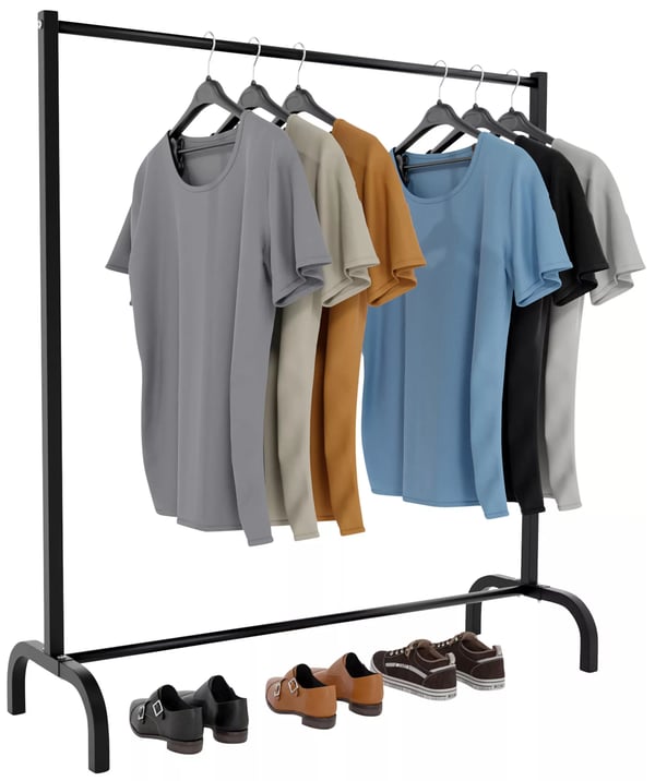 Lara Tøjstativ i Industriel Stil - Sort, 120x38x120 cm
