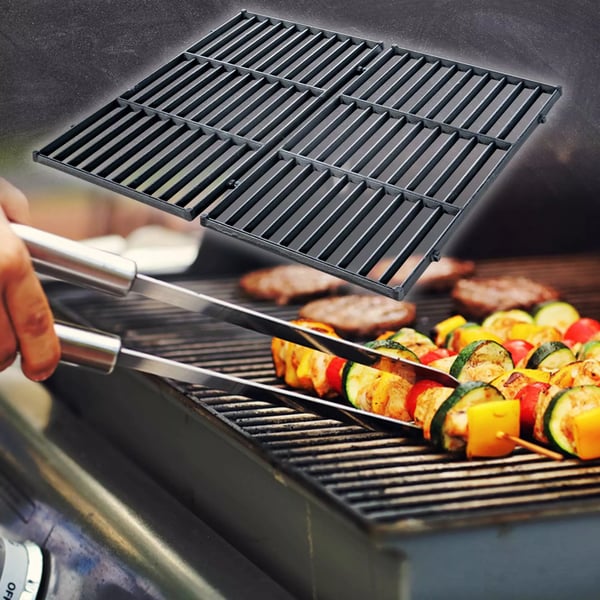 Støbejerns grillrist sæt, sort, 44,5x26 cm, universel pasform til gas-, kul- og elektriske griller