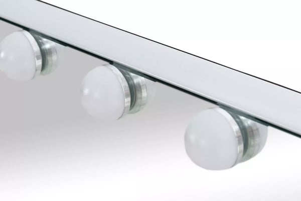 Meikkipöytäpeili Marlene, valkoinen muovi, 10x suurennus, LED-valot, USB-portti