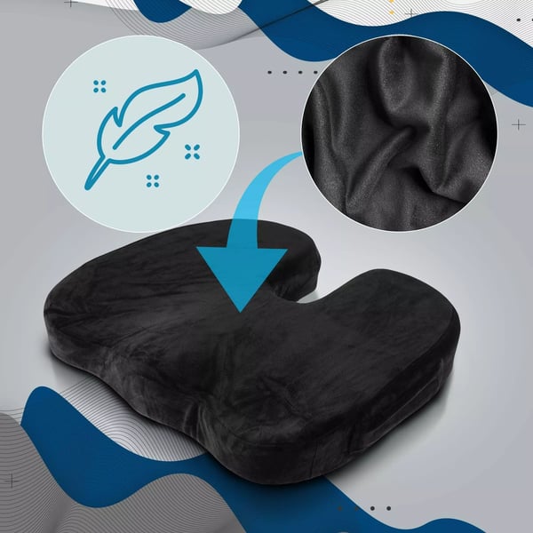 Sort Ergonomisk Sædepude - Trykaflastning Iskias Haleben Smerte Lindring, Ortopædisk Haleben Donut Stol Pude med Kølende Gel og Vaskbart Betræk