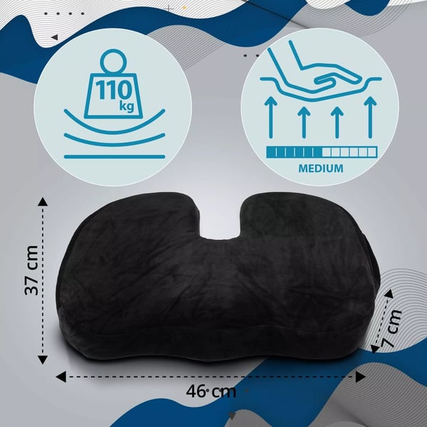 Sort Ergonomisk Sædepude - Trykaflastning Iskias Haleben Smerte Lindring, Ortopædisk Haleben Donut Stol Pude med Kølende Gel og Vaskbart Betræk