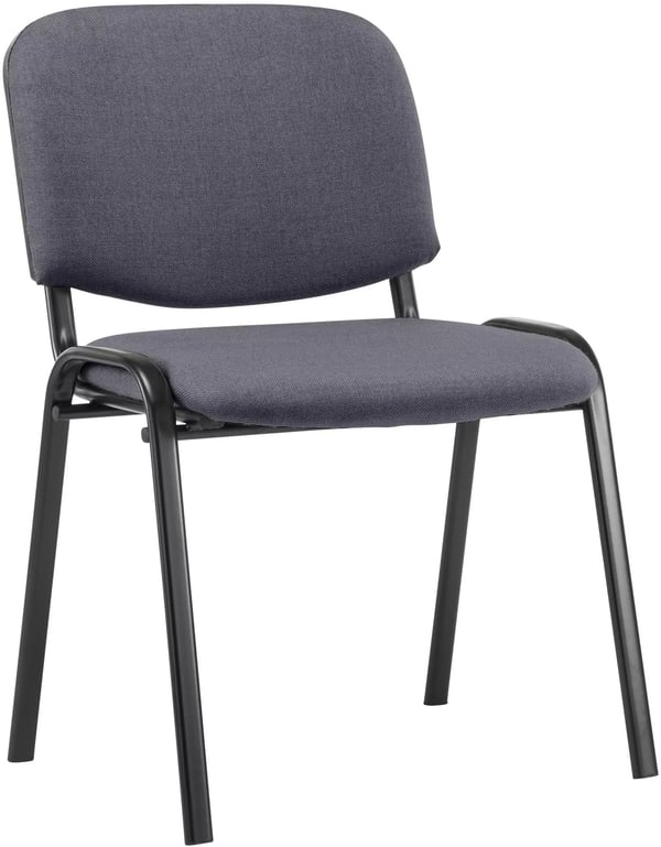 Ken Grå Tygbesöksstol med Matt Svart Metallram, Stapelbar