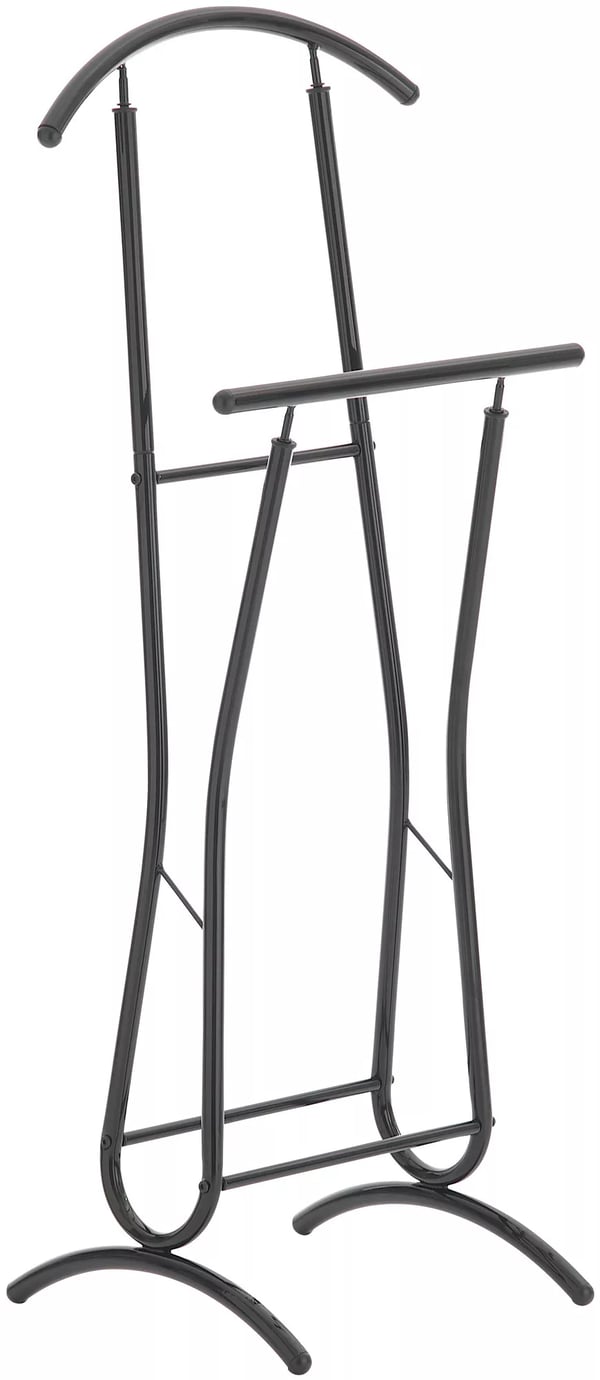 Rufus Svart Metall Betjäntställ med Skohylla - 110 cm Hög, 40 cm Bred
