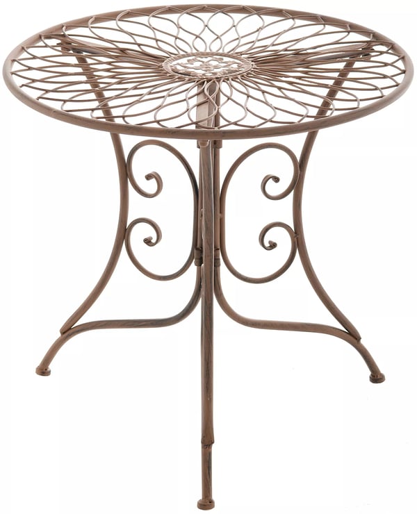 Ariano rundt altan sidebord, antik brunt metal, 55 cm diameter