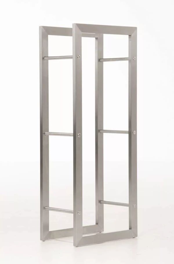 Keri Håndlavet Brændestativ i Rustfrit Stål, 25x60x150 cm - Holdbar, Moderne Pejsebrændeholder til Stuen med Gulvbeskyttere