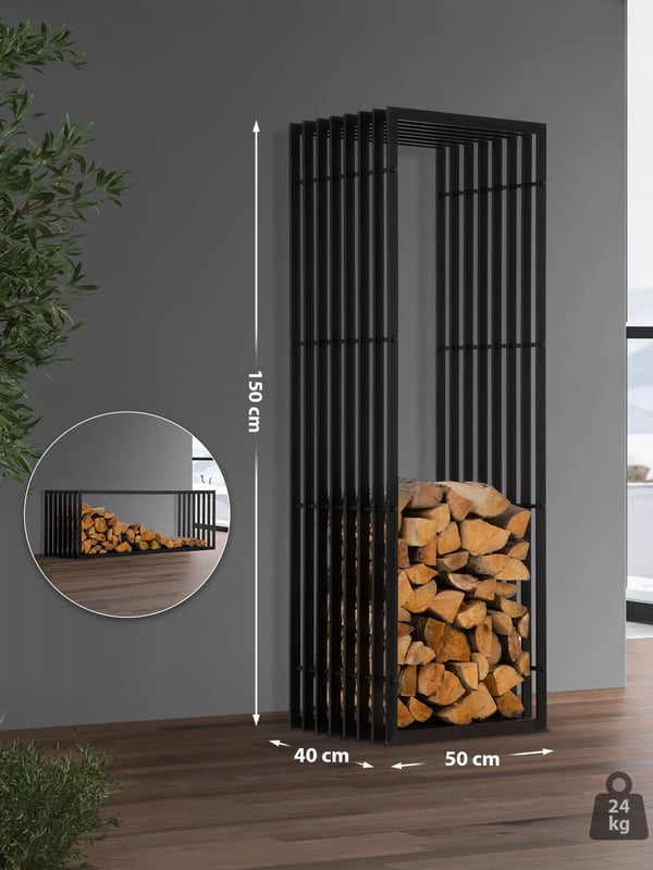 Irving Brændestativ Metal Sort-Mat 50x40x150 cm