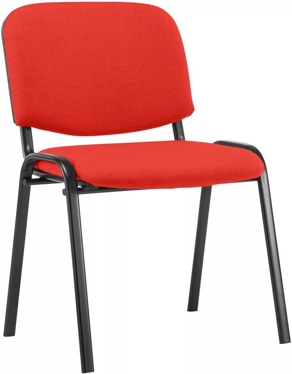 Ken Röd tyg besöksstol med matt svart metallram, stapelbar (Set om 1)