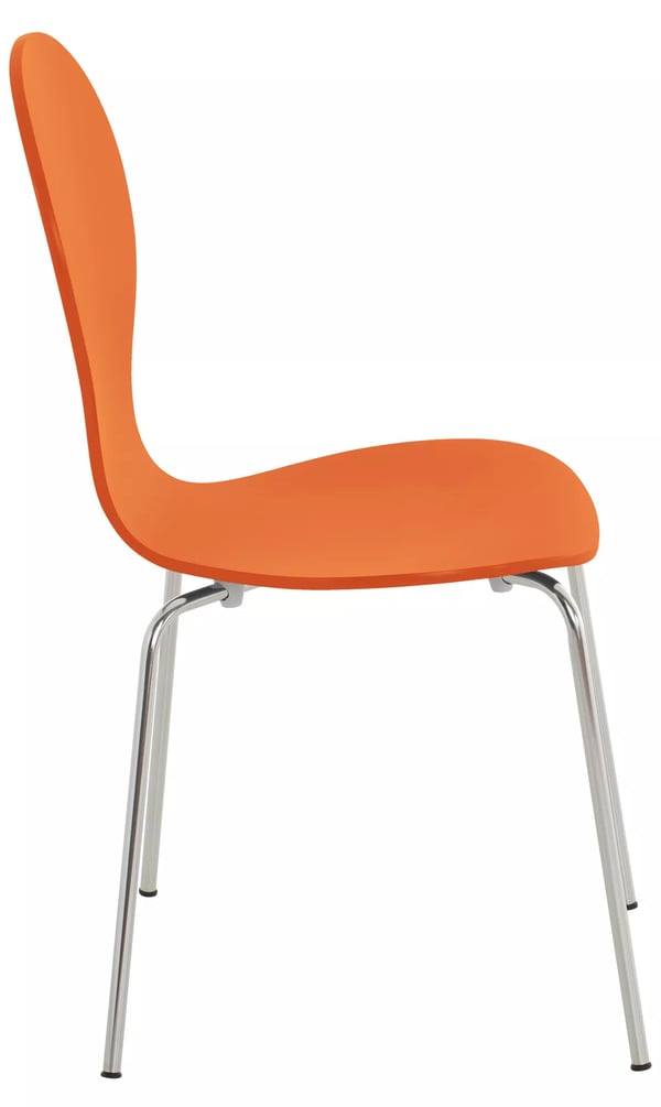 Sæt med 2 Diego stabelbare besøgsstole - Orange træ med krom-look metalramme