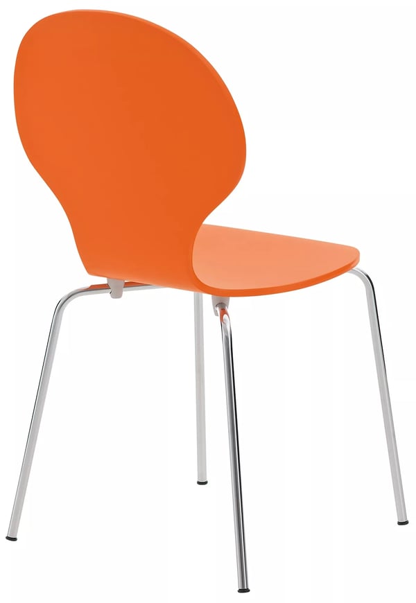 Sæt med 2 Diego stabelbare besøgsstole - Orange træ med krom-look metalramme