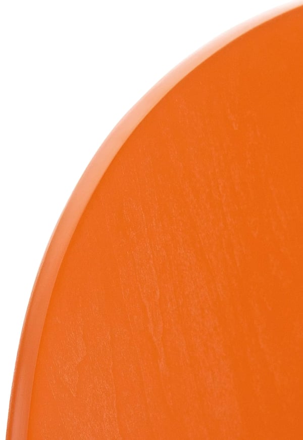 Sæt med 2 Diego stabelbare besøgsstole - Orange træ med krom-look metalramme