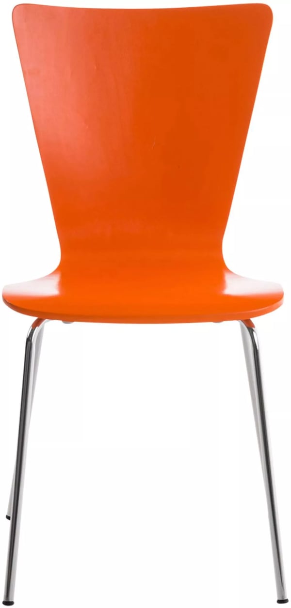 Aaron Stabelbar Besøgsstol - Orange Træsæde med Krom-look Metalstel