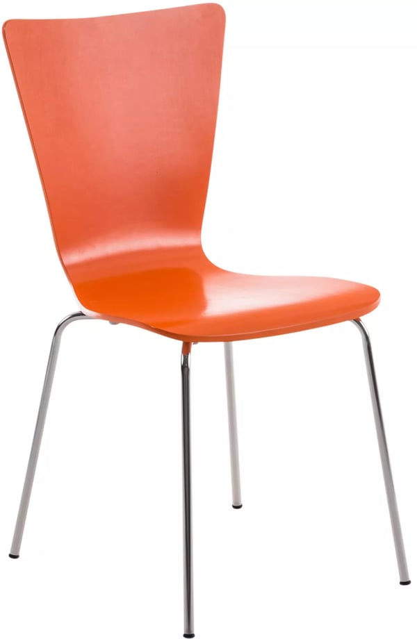 Aaron Stabelbar Besøgsstol - Orange Træsæde med Krom-look Metalstel