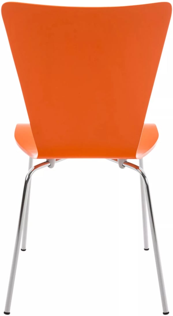 Aaron Stabelbar Besøgsstol - Orange Træsæde med Krom-look Metalstel