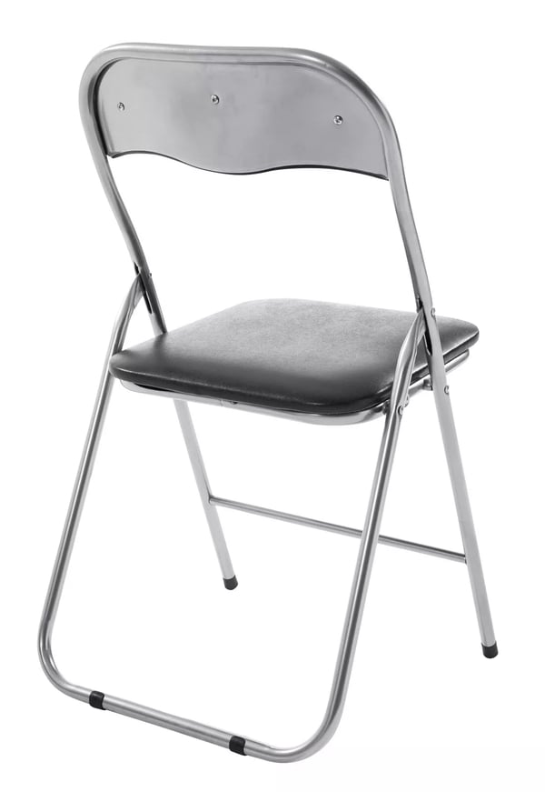 Felix Klapstol - Sort/Sølv Kunstlæder Polstret Sæde med Metalramme, Pladsbesparende Sammenklappeligt Design