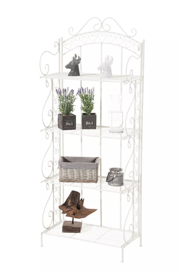 Antje Vit Metallhylla 153x61x33cm - Hållbar & Vikbar Lantlig Stil