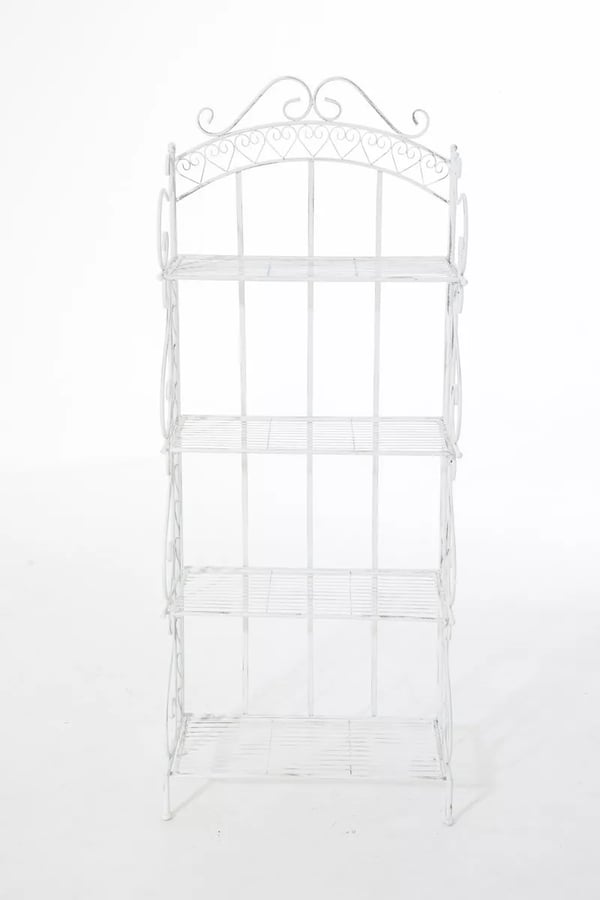 Seisova metallihylly Antje, antiikinvalkoinen, 4 tasoa, 61x33x153cm