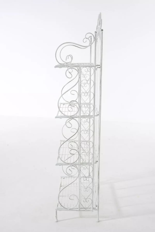 Seisova metallihylly Antje, antiikinvalkoinen, 4 tasoa, 61x33x153cm
