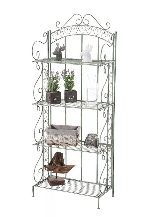 Seisova metallihylly Antje, antiikin vihreä, 4 tasoa, 153x61x33 cm