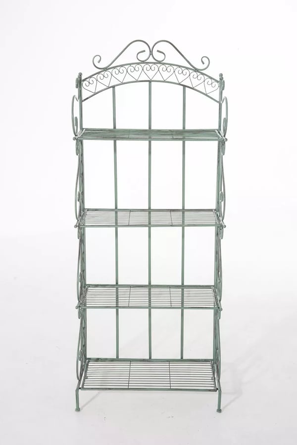 Seisova metallihylly Antje, antiikin vihreä, 4 tasoa, 153x61x33 cm