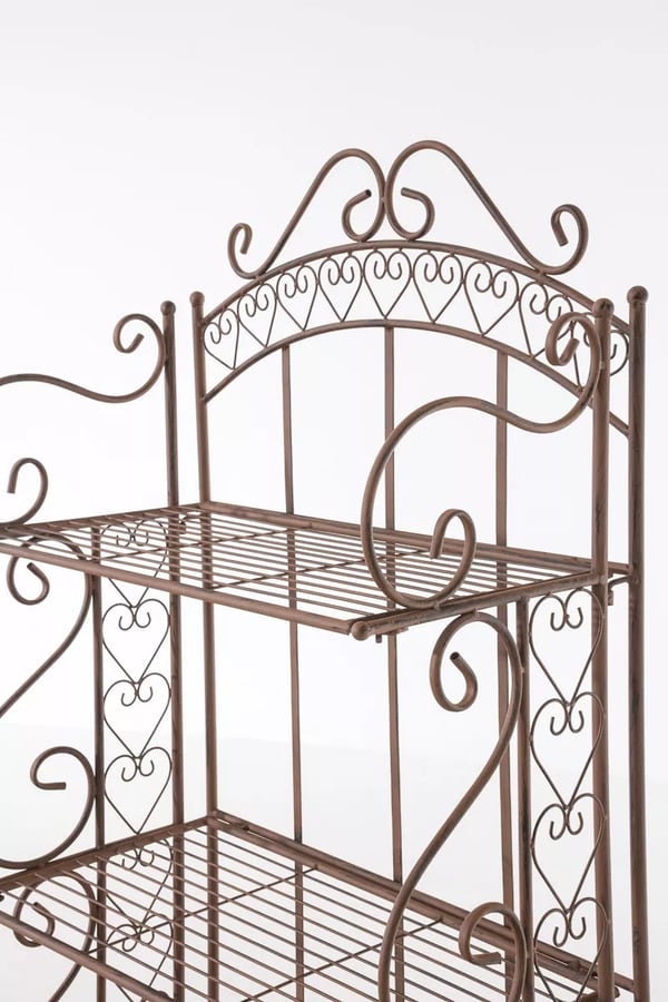 Antje Antik Brun Metal Stående Hylde - 153 cm Høj, 4 Hylder, Sammenklappelig Landstil