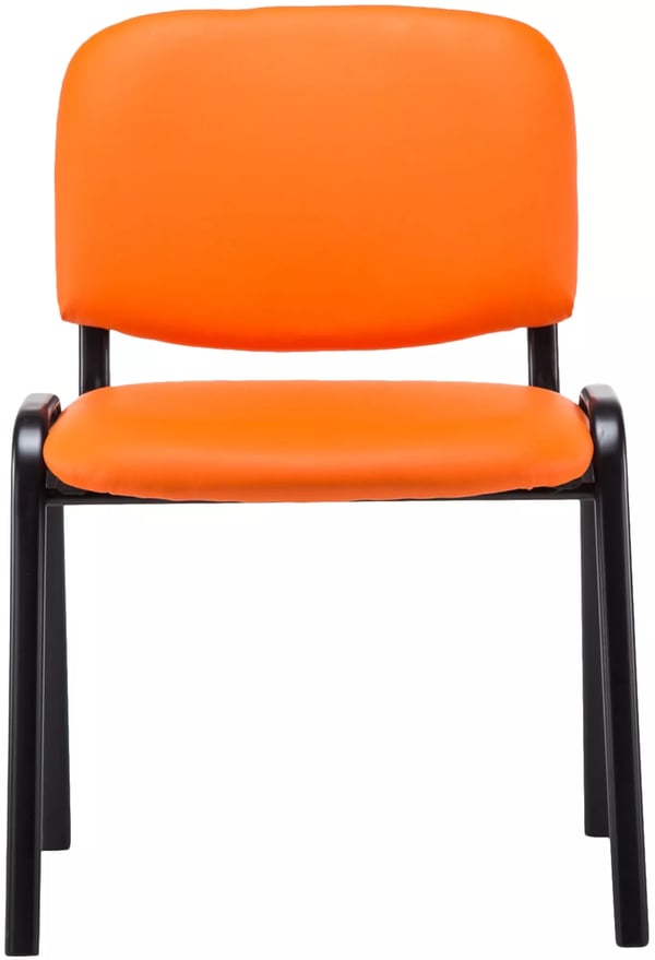 Ken Stabelbar Besøgsstol med Orange Kunstlædersæde og Mat Sort Metalstel