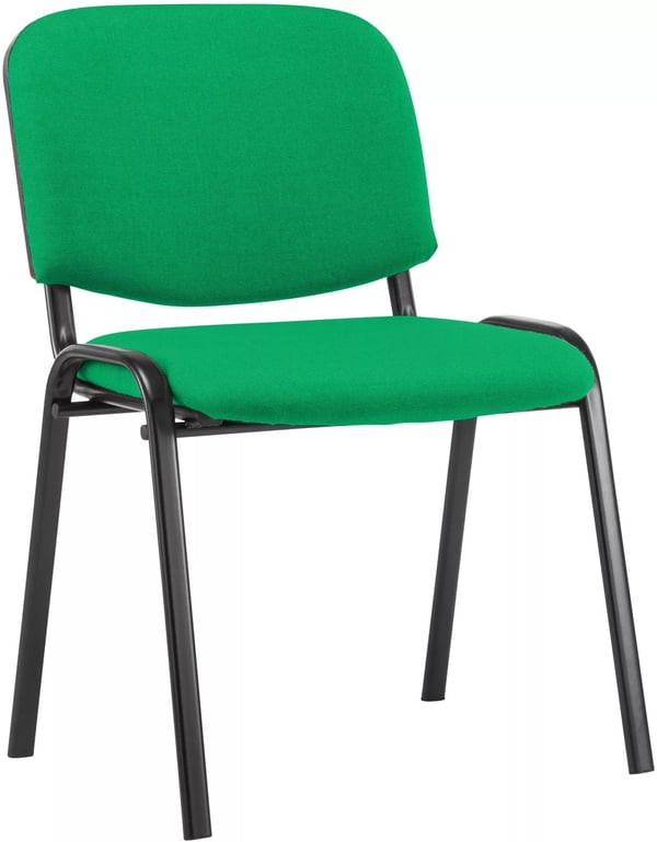 Ken besöksstol, grön tygsits och rygg, matt svart metallram